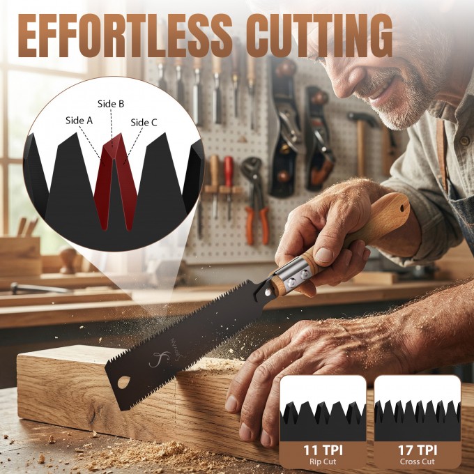 Japanese Ryoba Double-Sided Pull Saw for Wood
