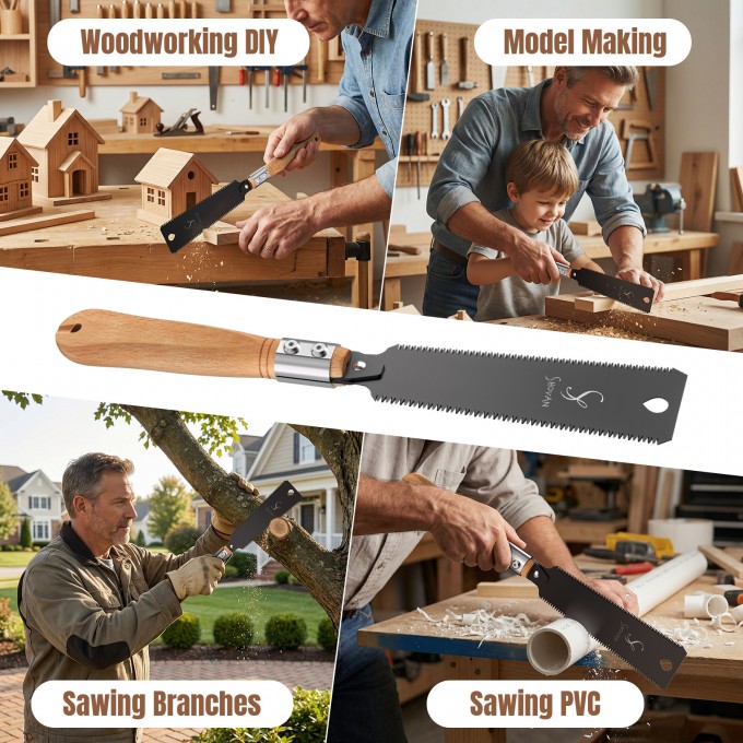 Japanese Ryoba Double-Sided Pull Saw for Wood